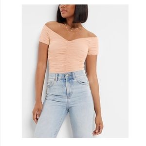 Body Contour Mesh Off The Shoulder Thong Bodysuit - Size Small, NWT